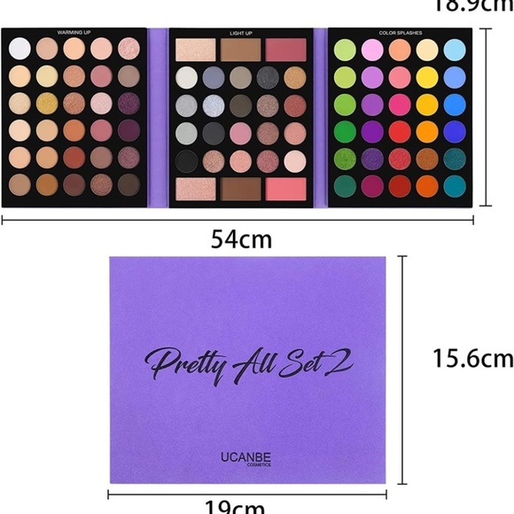 Complete makeup palettee eyeshadow bronzers contour blush highlight + brushes - Picture 6 of 7